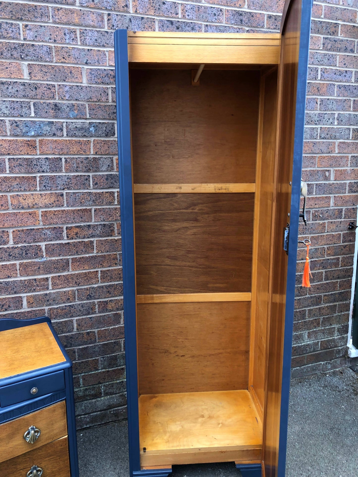 Vintage Bedroom furniture by Harris Lebus- painted Navy Blue Single Wardrobe & Dresser Drawers