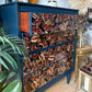 Harris Lebus MCM 4 Drawer Chest of Drawers Dresser Hand-Painted in Navy Blue