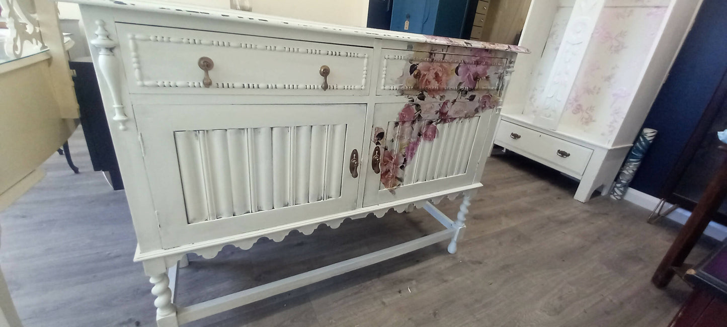 Oak White Painted Vintage Sideboard