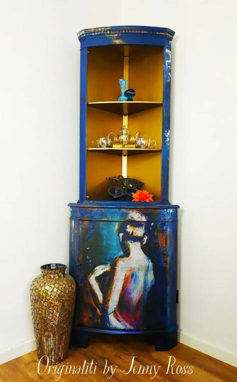 Corner Cabinet, Hand painted Gin Cupboard, Cocktail Wine Cabinet, Art Print Drinks Bar, Made to order