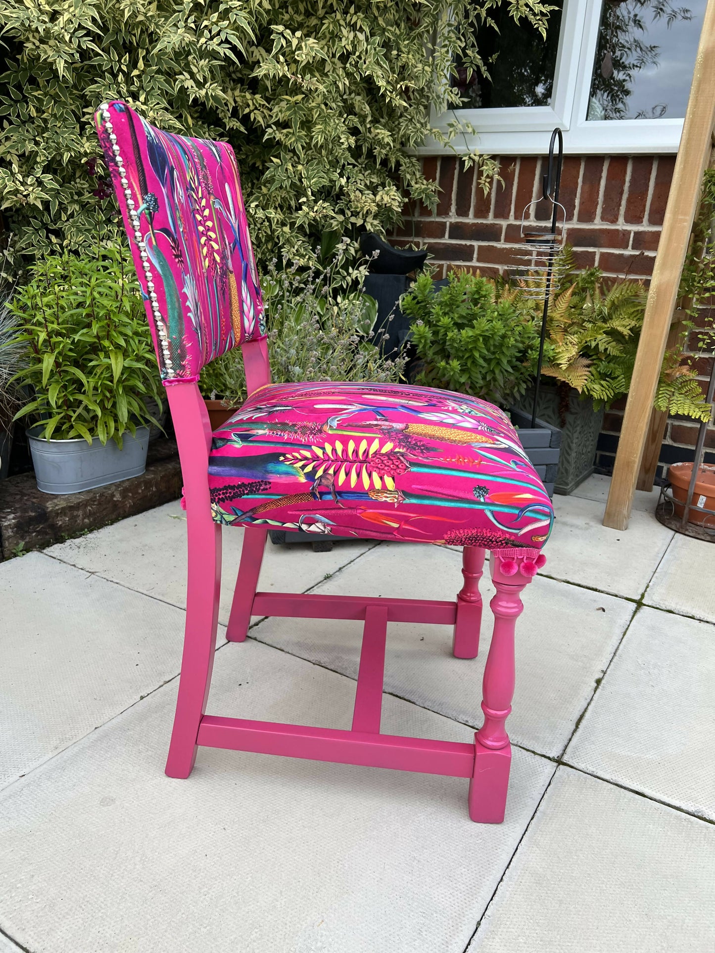 Pink Botanical Occasional Chair