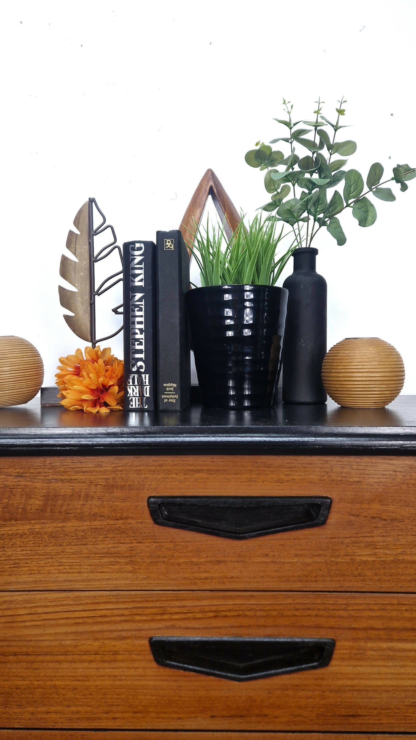 Black and teak midcentury modern sideboard