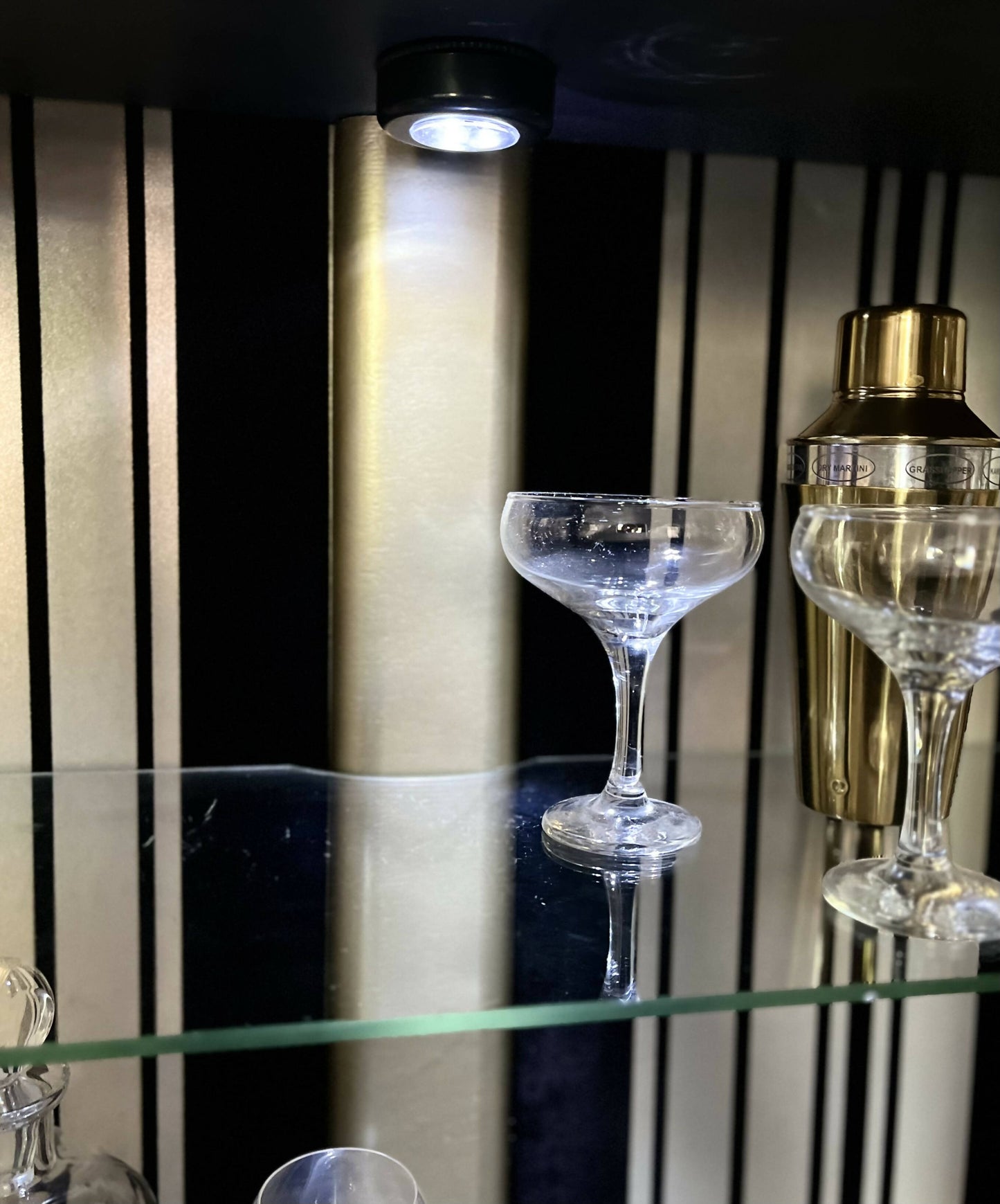 Elegant Vintage Black & Champagne Gold Drinks / Display / Gin Cabinet