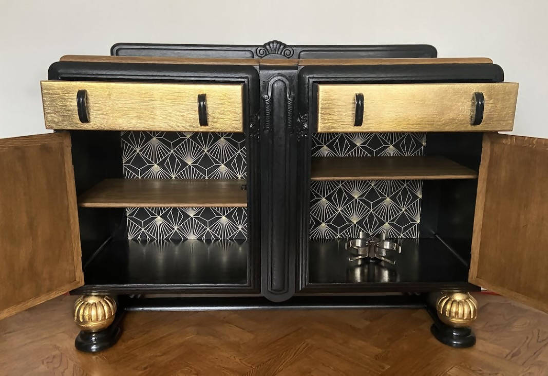 Black and Gold Art Deco Sideboard