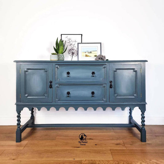 Blue Carved Sideboard