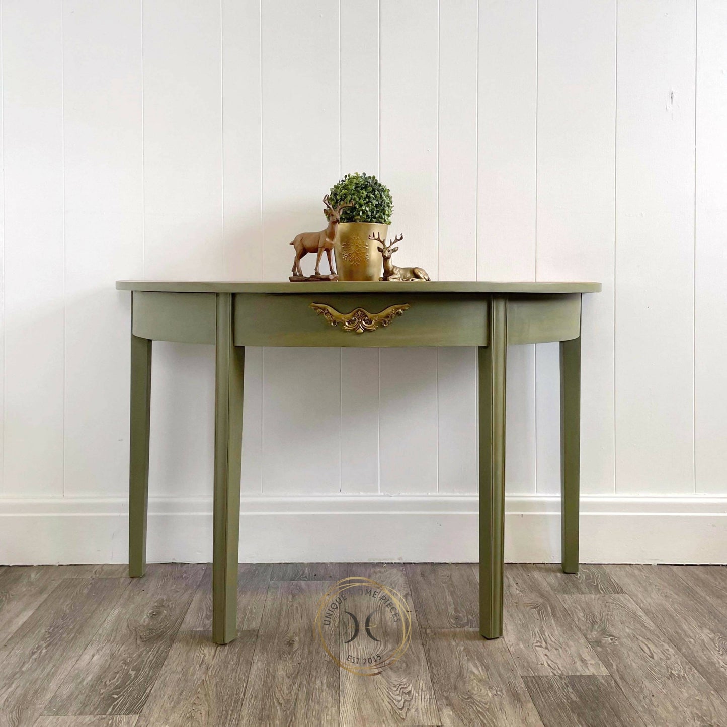 Green Half Moon mahogany Console Table