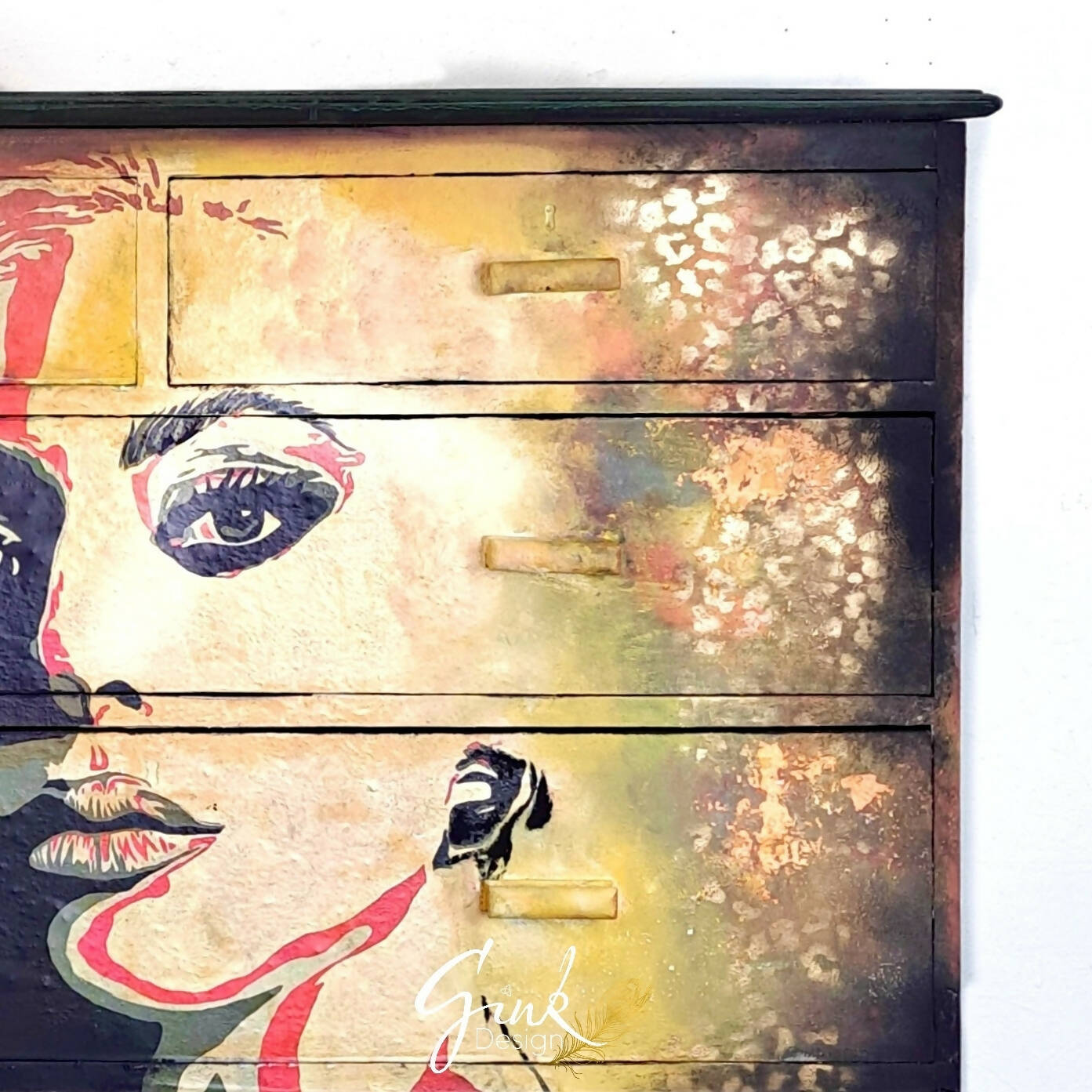 Vintage Lady Gaga Upcycled Chest of Drawers