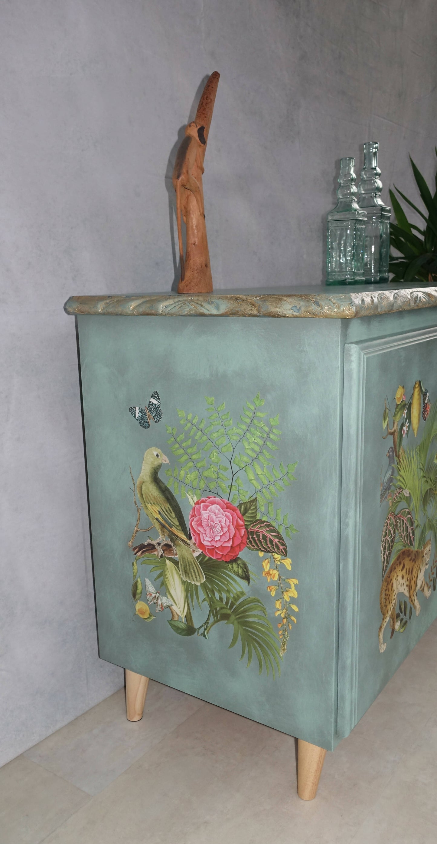 Tropical Jungle-Themed Two Door Cupboard