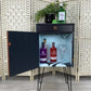 SOLD! Small Harris Lebus drinks cabinet in teak, black, blue and grey.
