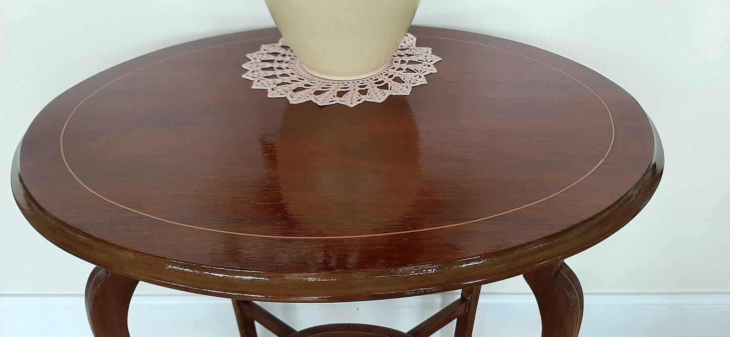 Two Tier Oval Mid Century Mahogany Hall Occasional Table