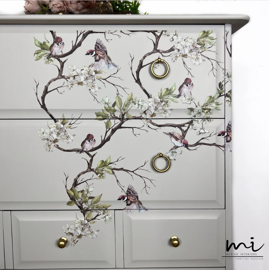 Floral White Stag Extra Tall Drawers