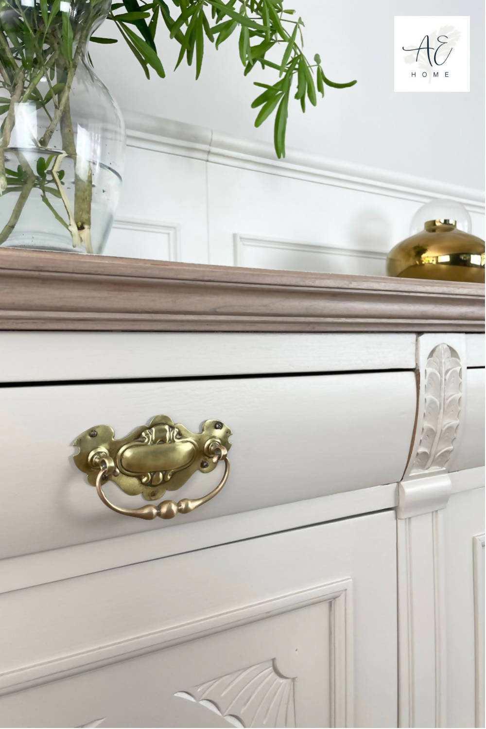 Vintage Carved Solid Wood Sideboard