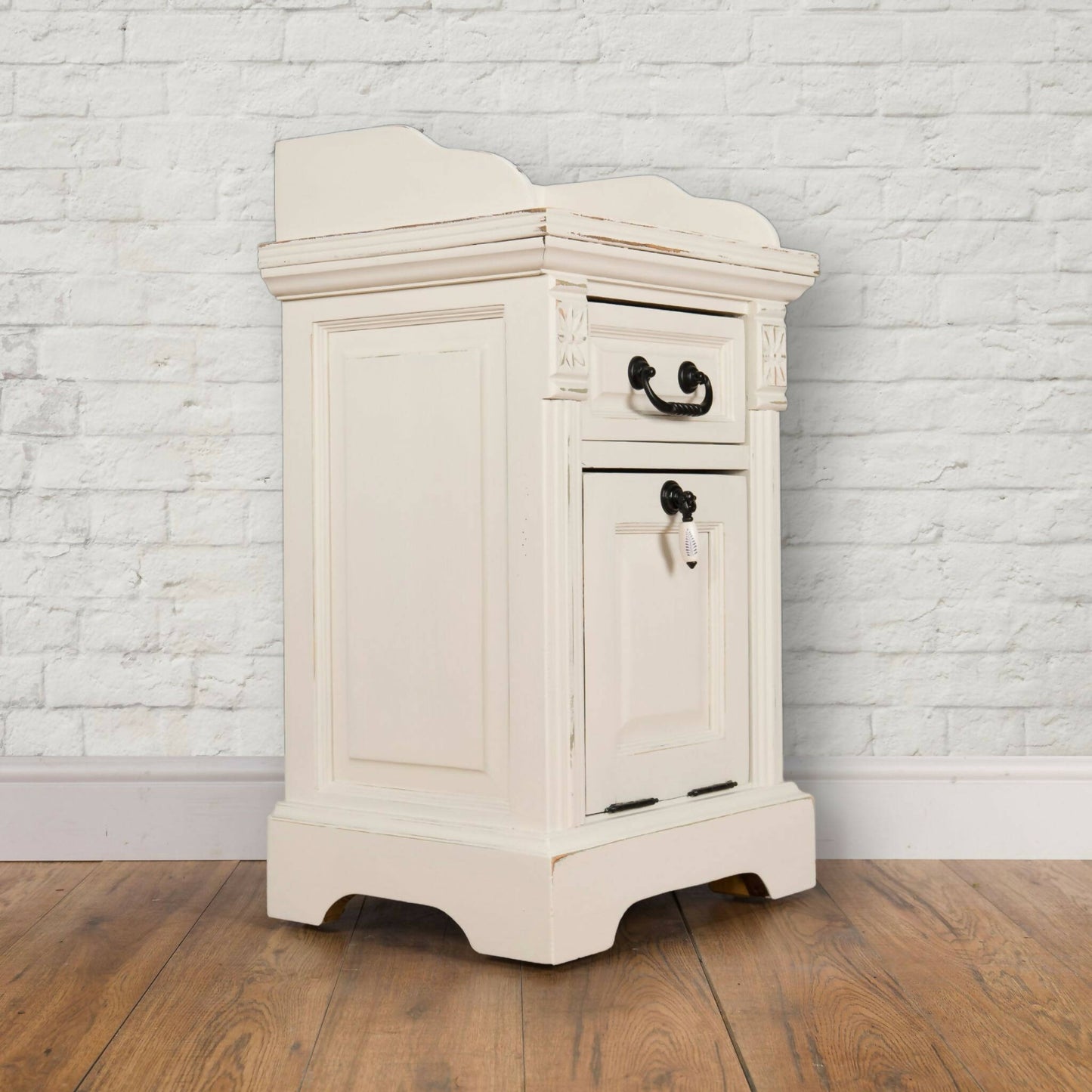 Cream Solid Pine Bedside Table