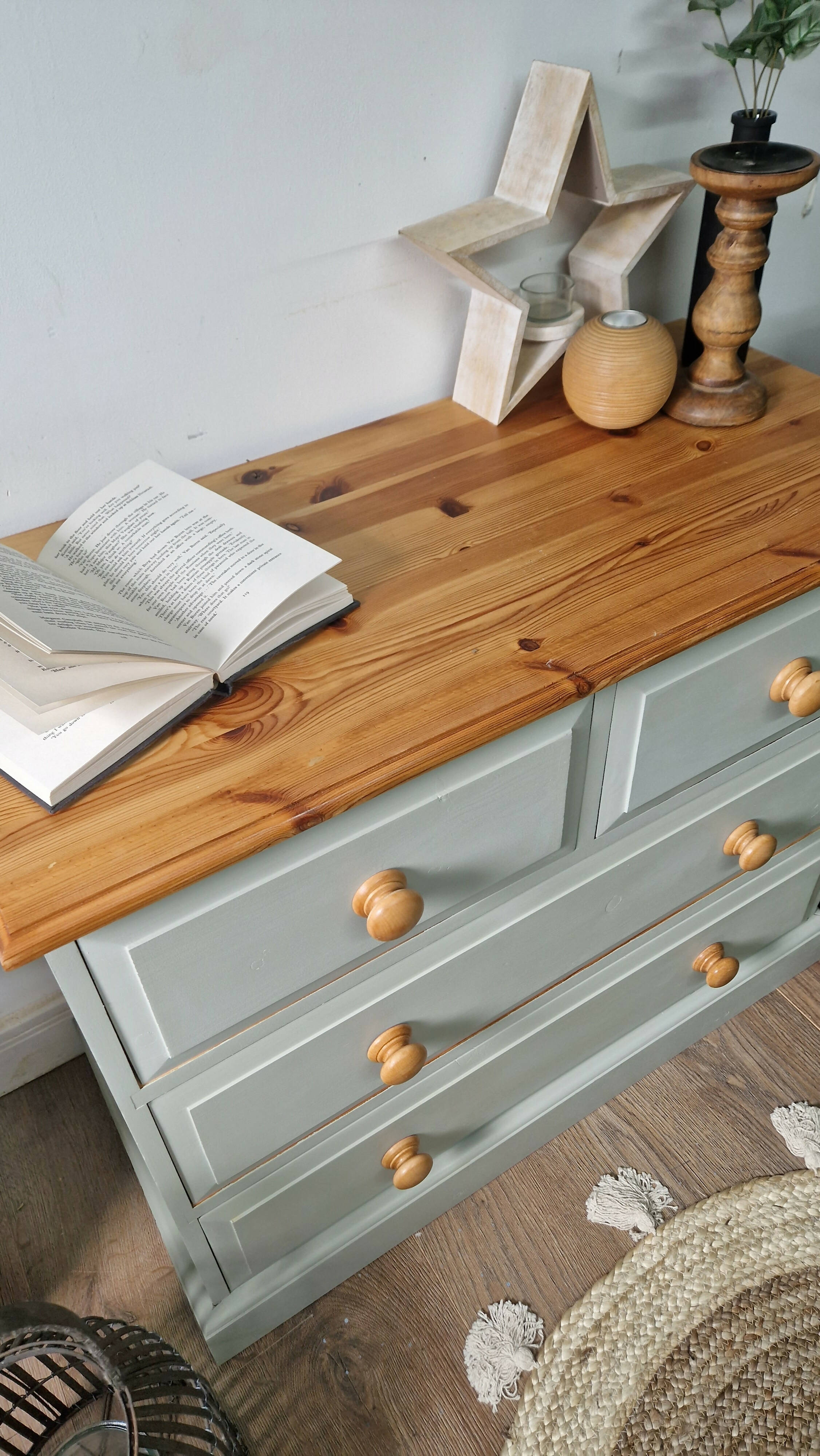 Grey and pine chest of deals drawers