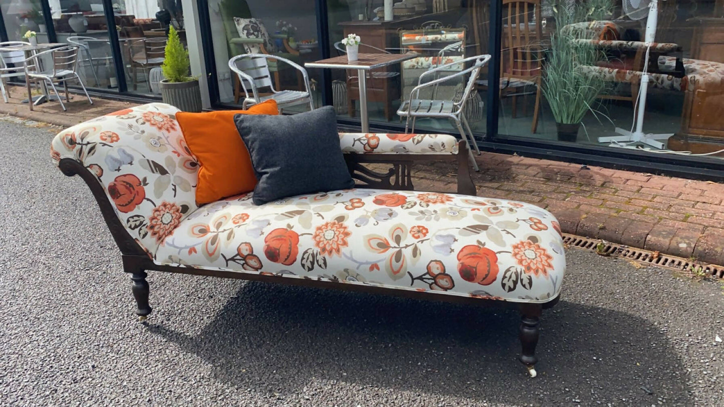 Reupholstered Art Noveau chaise lounge