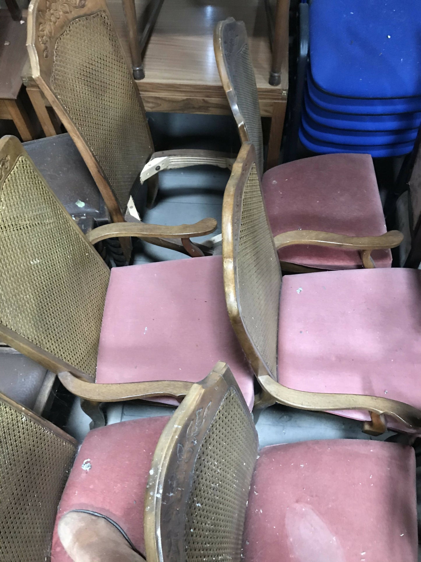 Set of 6 old wooden chairs