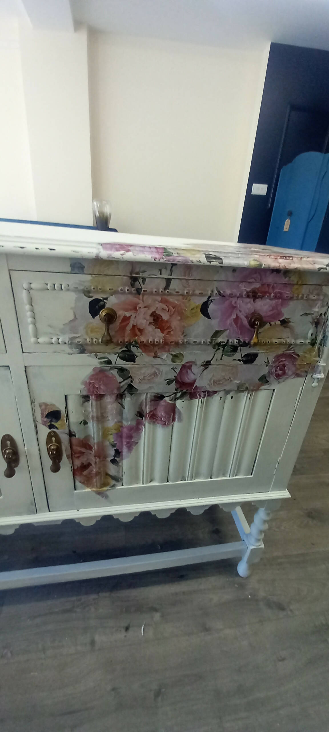 Oak White Painted Vintage Sideboard