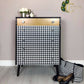 Retro Mid Century Chest of 5 drawers, Hand painted in black satin with Dogtooth pattern decoupage