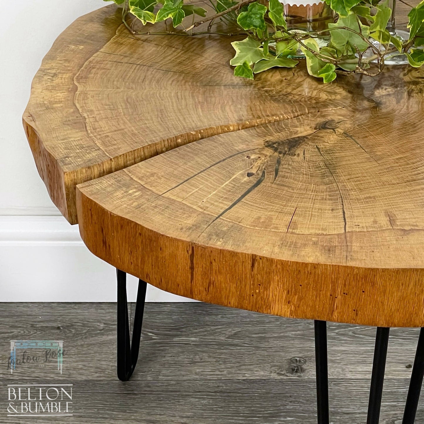 Gold Resin Oak Slice Table-3