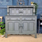 Vintage Carved Grey Sideboard / Court Cupboard