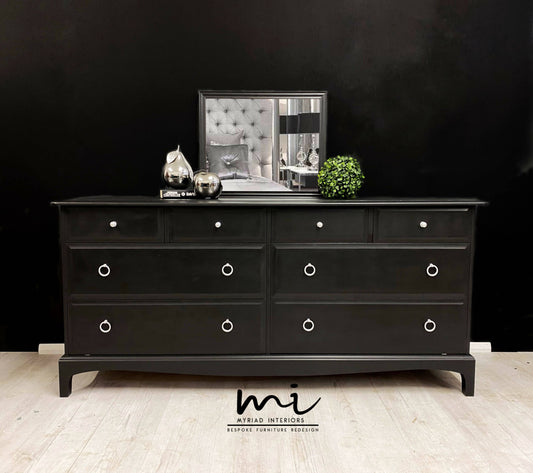 Extra Wide Black Merchants Chest of Drawers