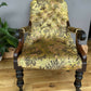 Victorian mid 19th century rosewood and buttoned antique nursing side chair- new traditional upholstery