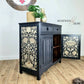 Off Black Sideboard, Linenfold Paneling, William Morris Wallpaper, Oak Cupboard, MADE TO ORDER
