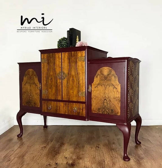 1920s Art Deco Drinks Cabinet Sideboard, Queen Anne Sideboard, cocktail cabinet