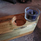 TEA LIGHT HOLDER RECYCLED TIMBER WITH GLASS LIGHT HOLDERS