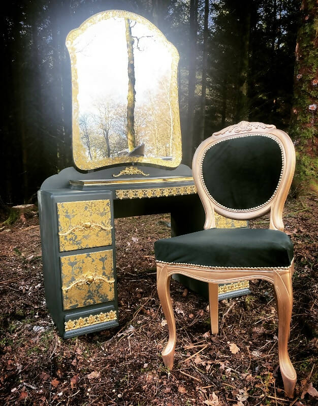 Black and gold dressing 2024 table chair