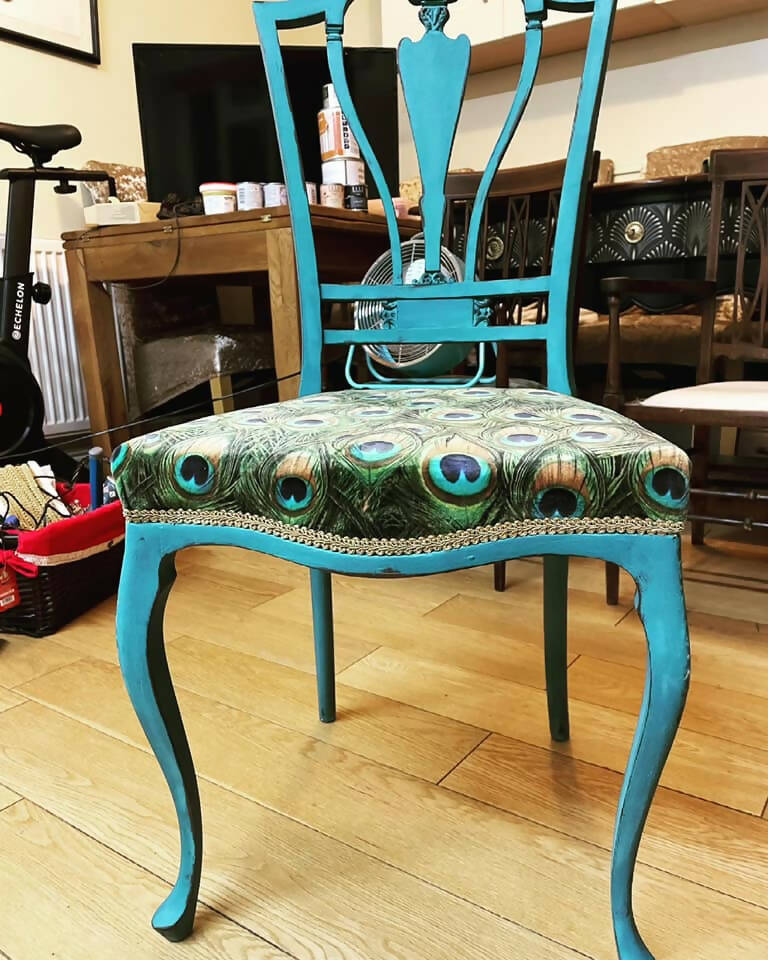 Antique blue outlet chair